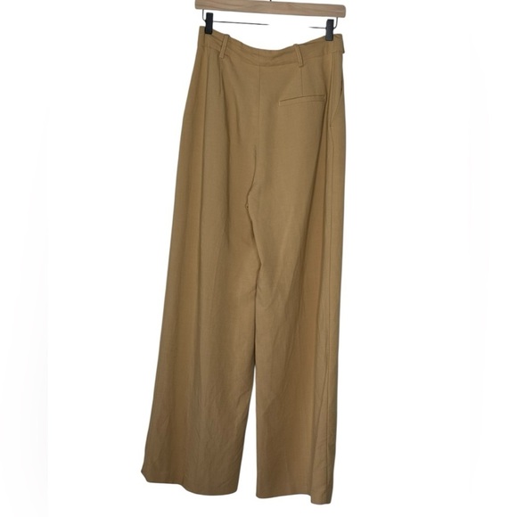 Zara Tan Wide Leg Pants size medium zipper fly - Picture 5 of 13